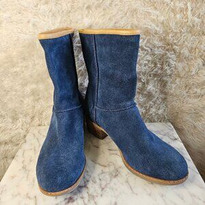 Ugg Women's Blue Suede Short Low Heel Ankle Boots US 8M